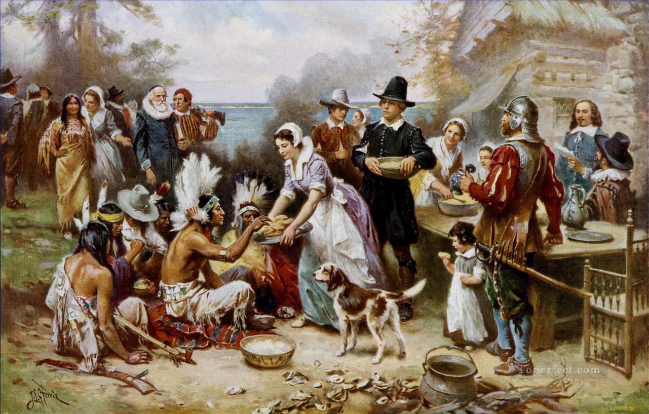 The First Thanksgiving west America Oil Paintings